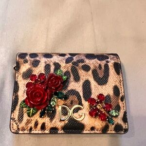 Dolce & Gabanna Leopard Print Wallet with Rose jewels -brand new